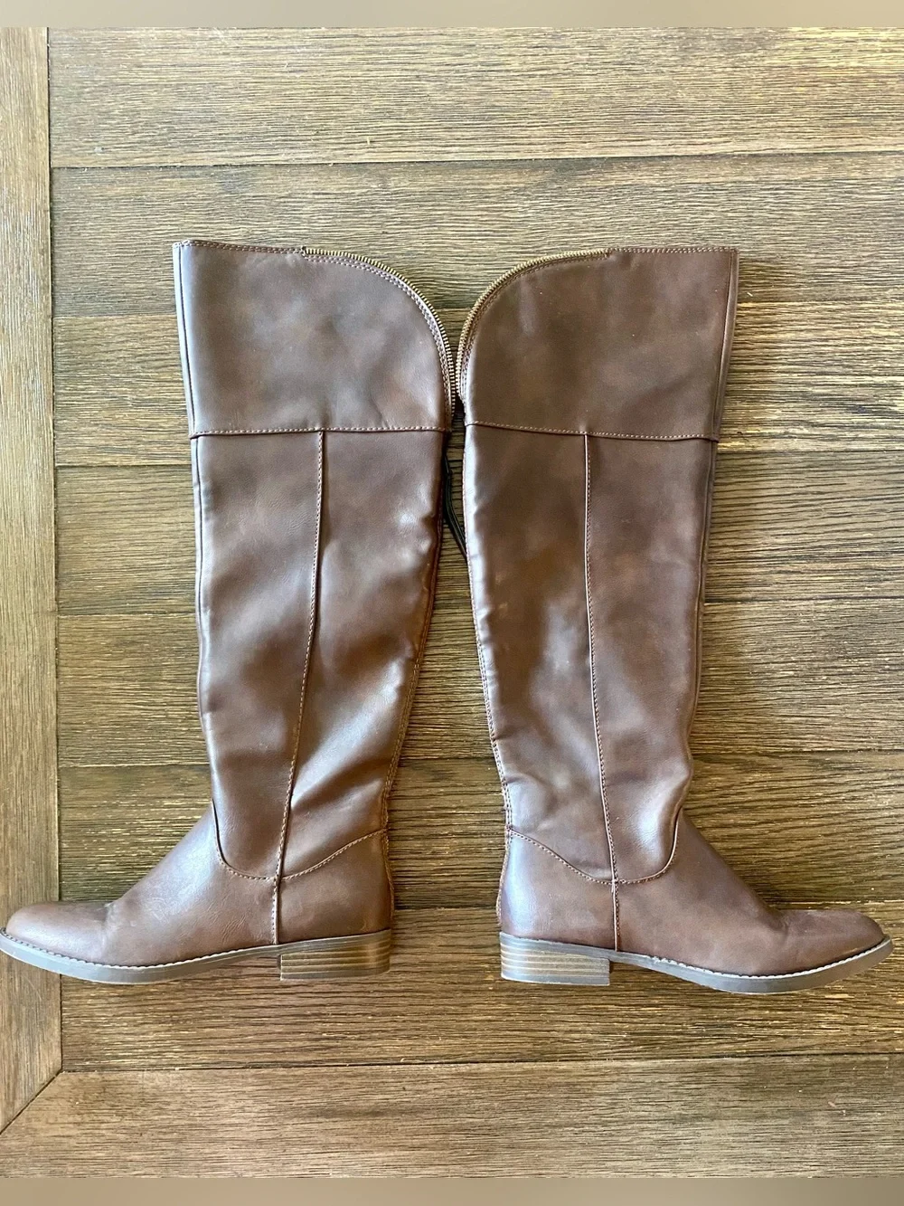 Riding Boots Women’s 7.5 Brown Over the Knee Faux Rear Gold Zipper Target